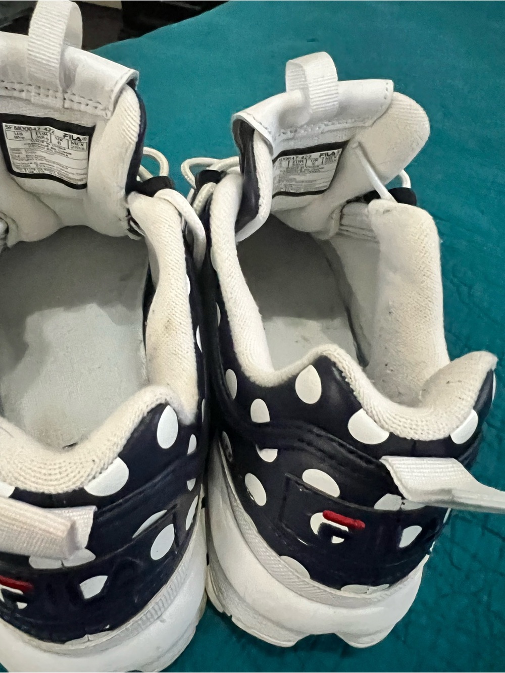 FILA  Navy Sneakers with White Polka Dots size 8.5 - Picture 4 of 11